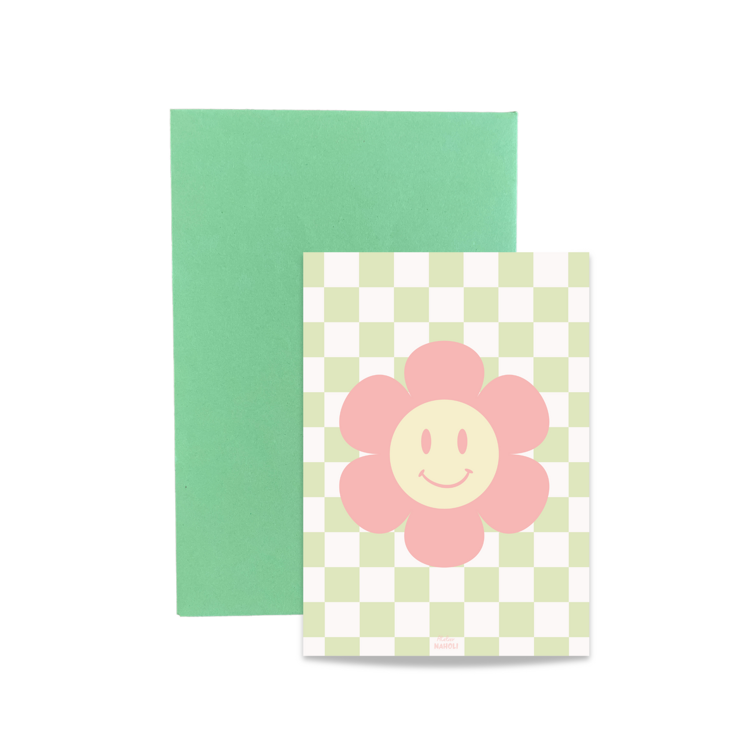 Carte fleur damier