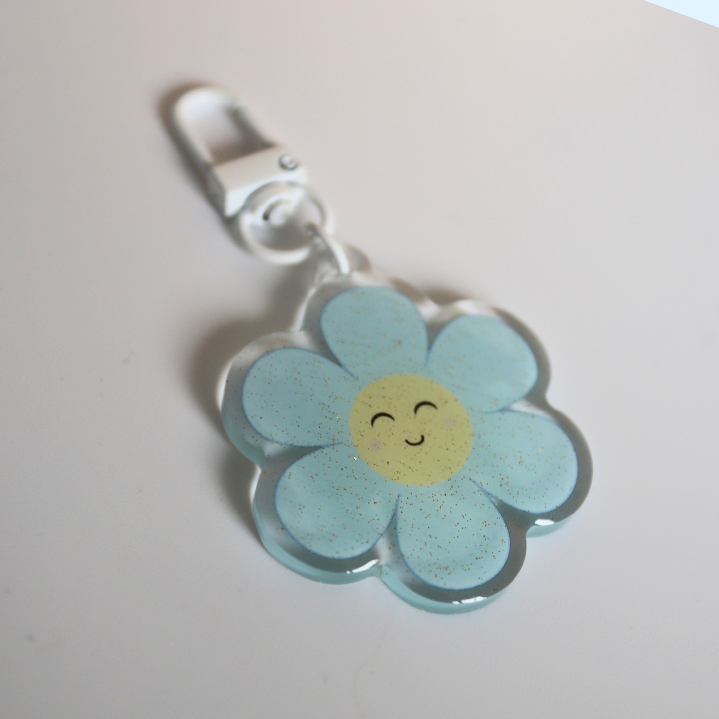 Porte clé à paillettes - Marguerite daisy