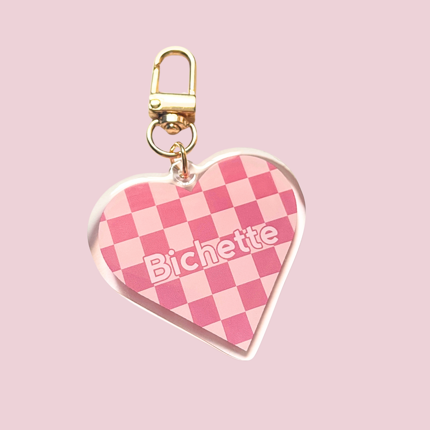 Porte clef coeur damier "Bichette"