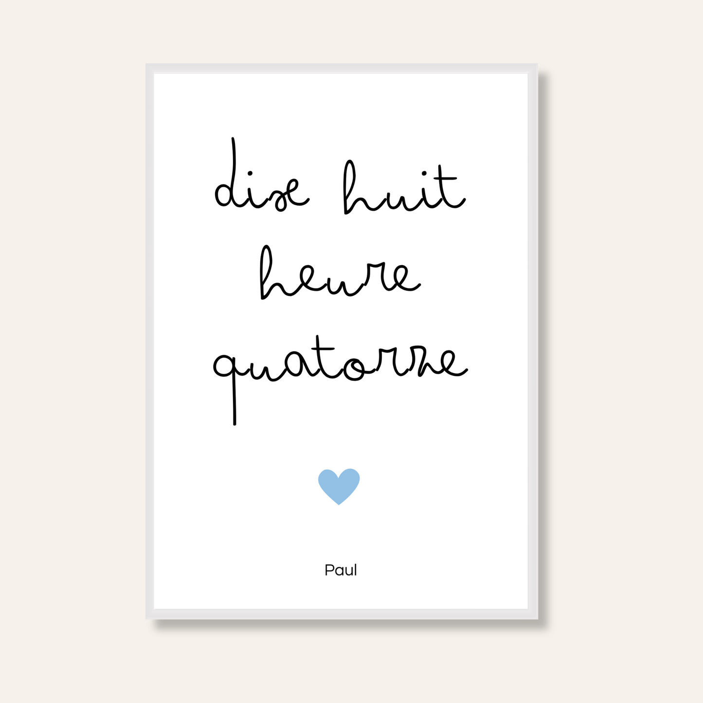 Affiche personnalisée - heure de naissance - enfant