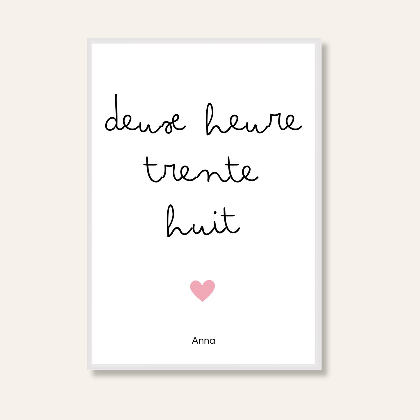 Affiche personnalisée - heure de naissance - enfant