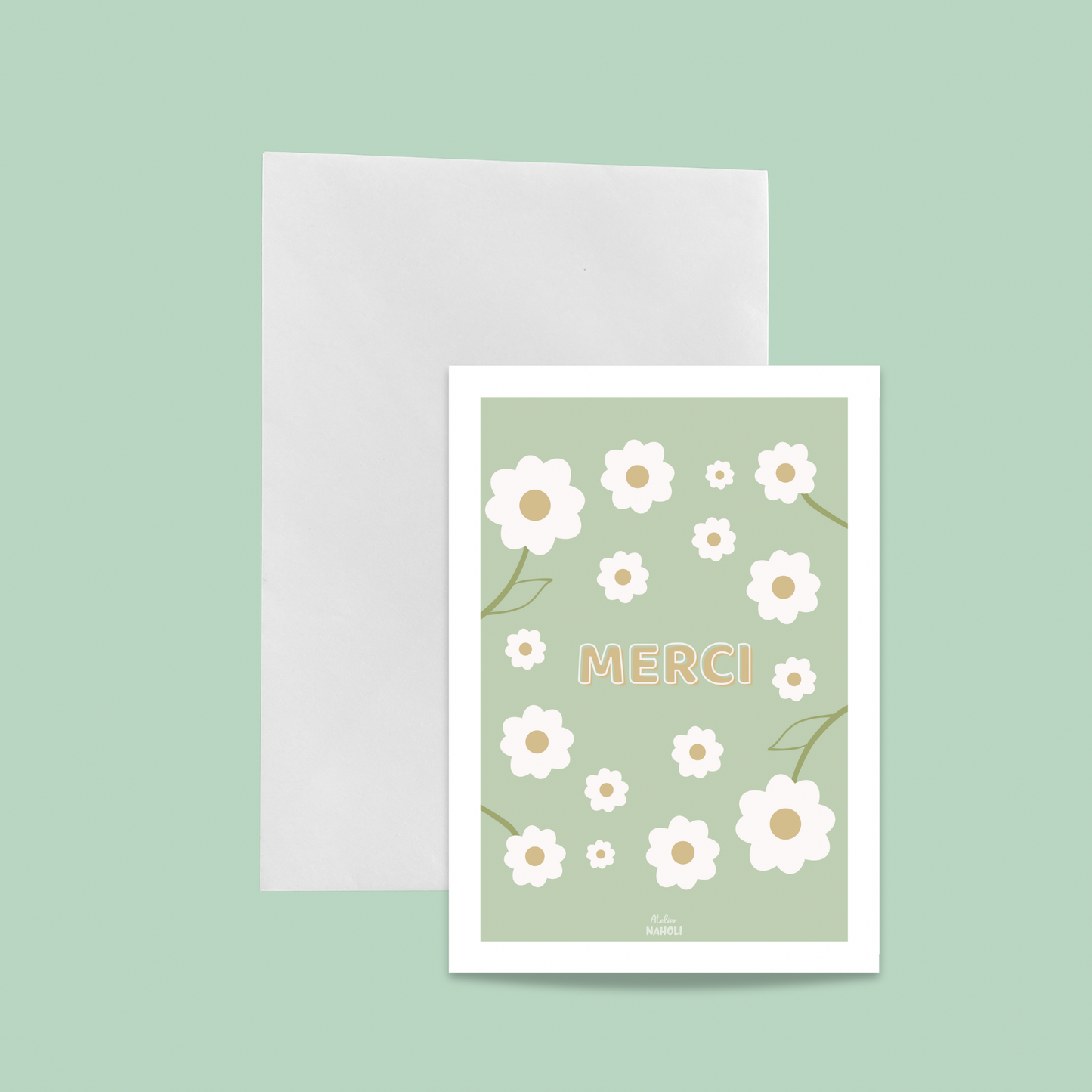 Carte "merci" fleurs