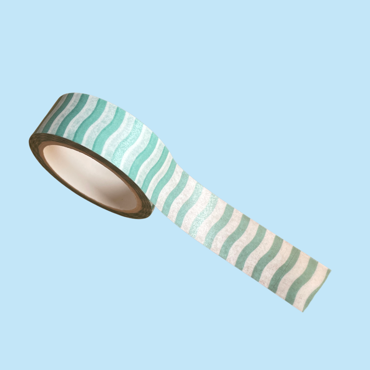 Washi tape - vert à rayures vagues