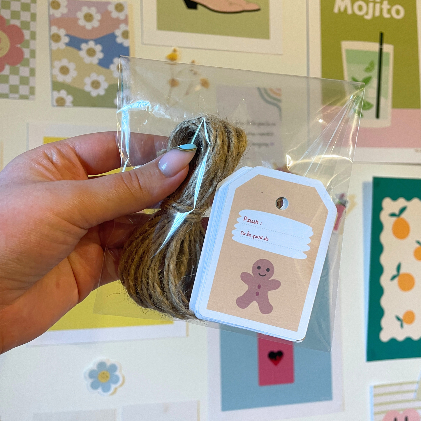 Kit Étiquettes Cadeaux de Noël - Cordelette naturel jute