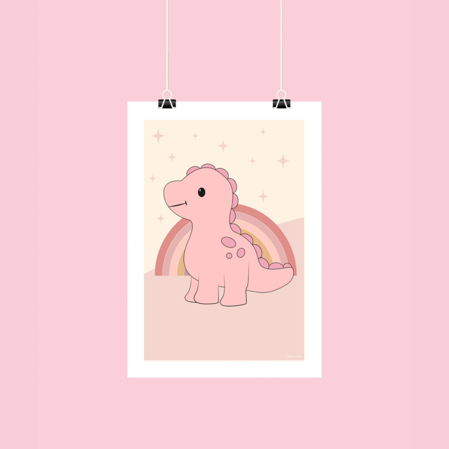 Affiche Dinosaure Rose