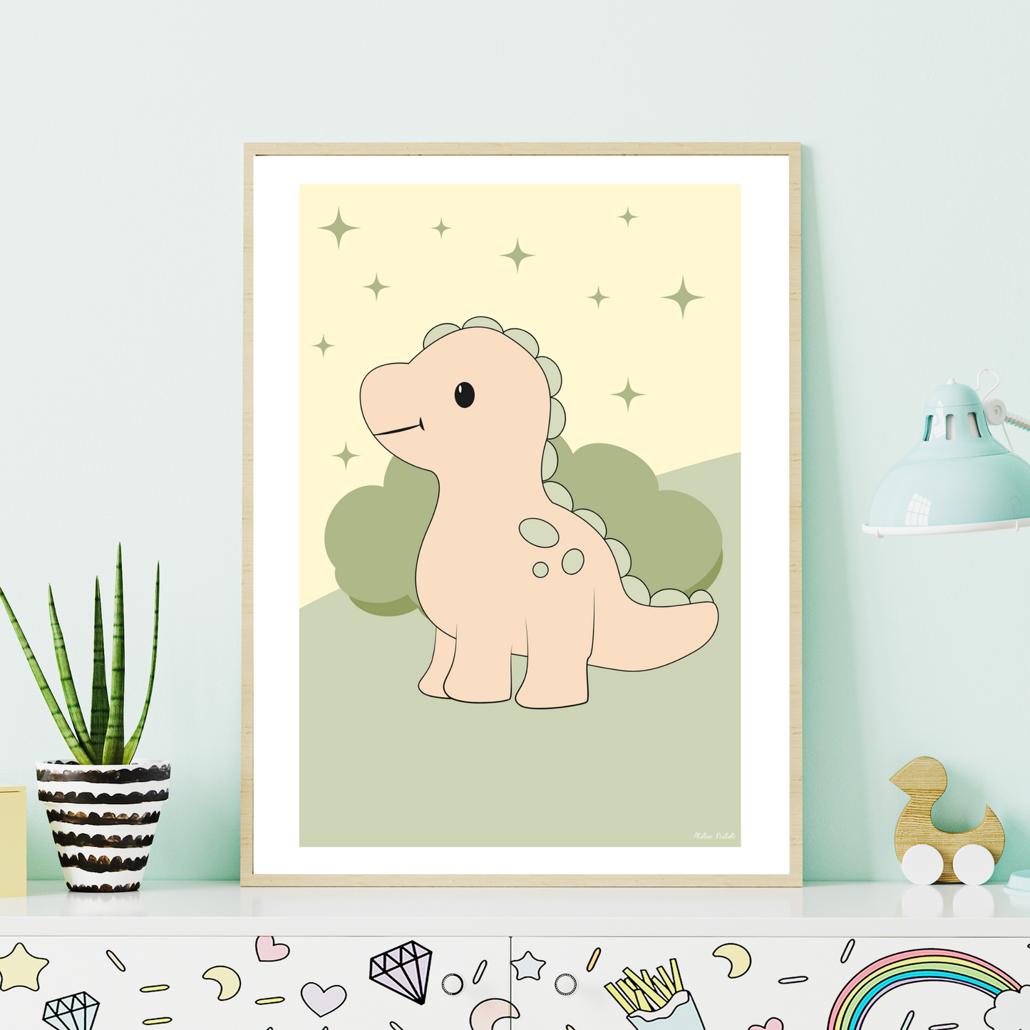Affiche Dinosaure Vert