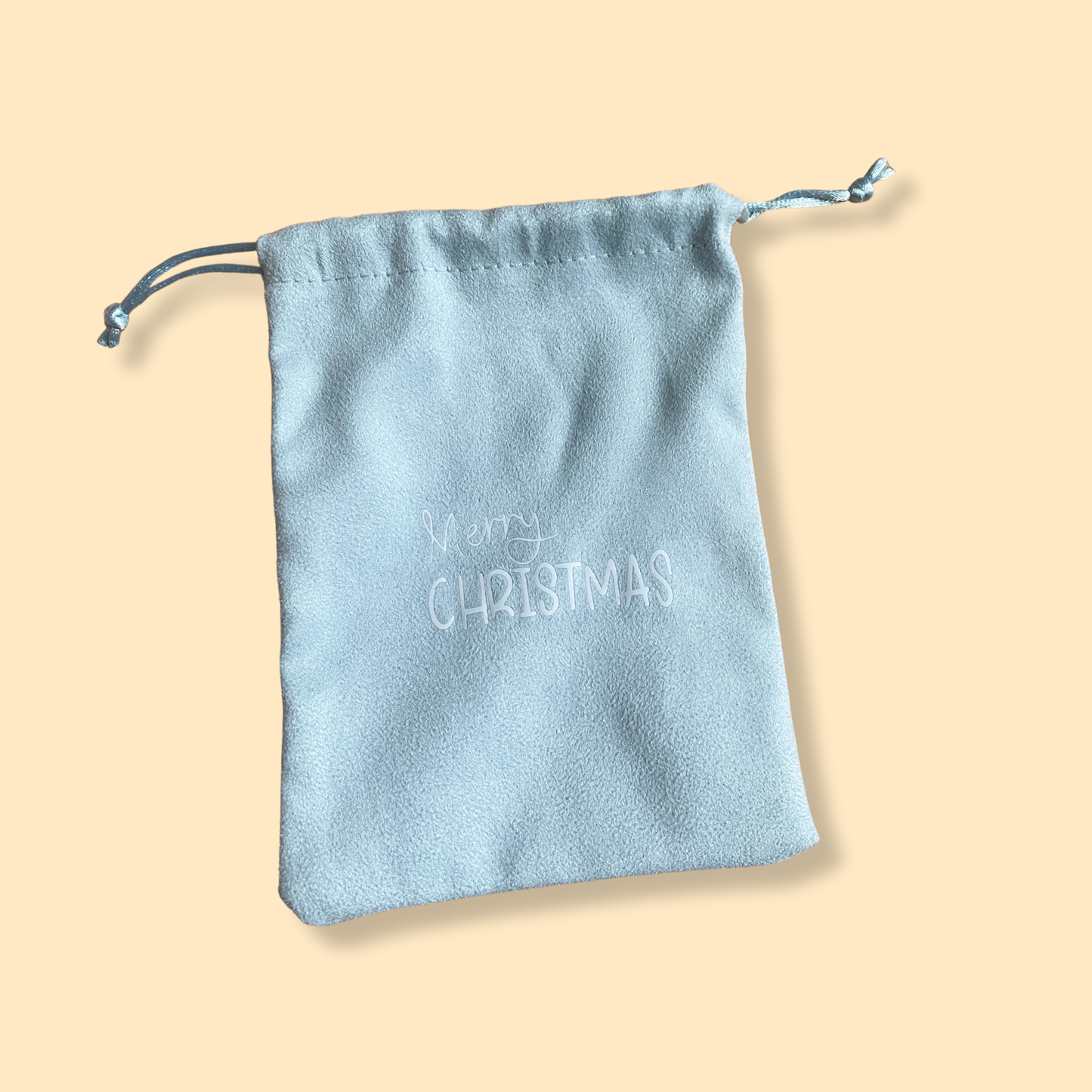 Pochon cadeau - Merry christmas - bleu ciel - 12 x 16 cm