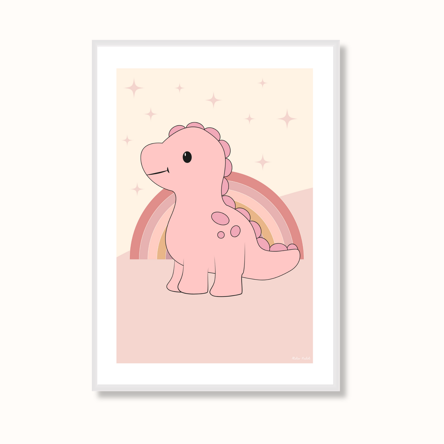 Affiche Dinosaure Rose