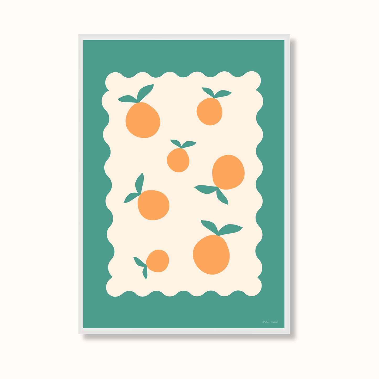 Affiche timbre avec motifs d'oranges
