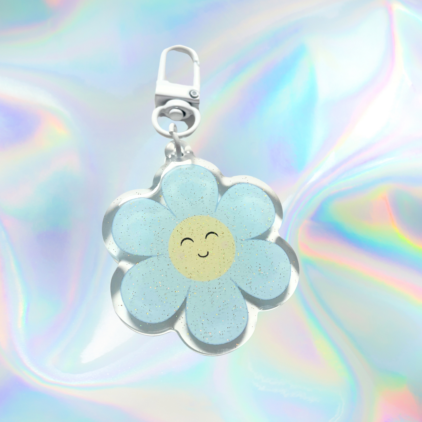Porte clé à paillettes - Marguerite daisy