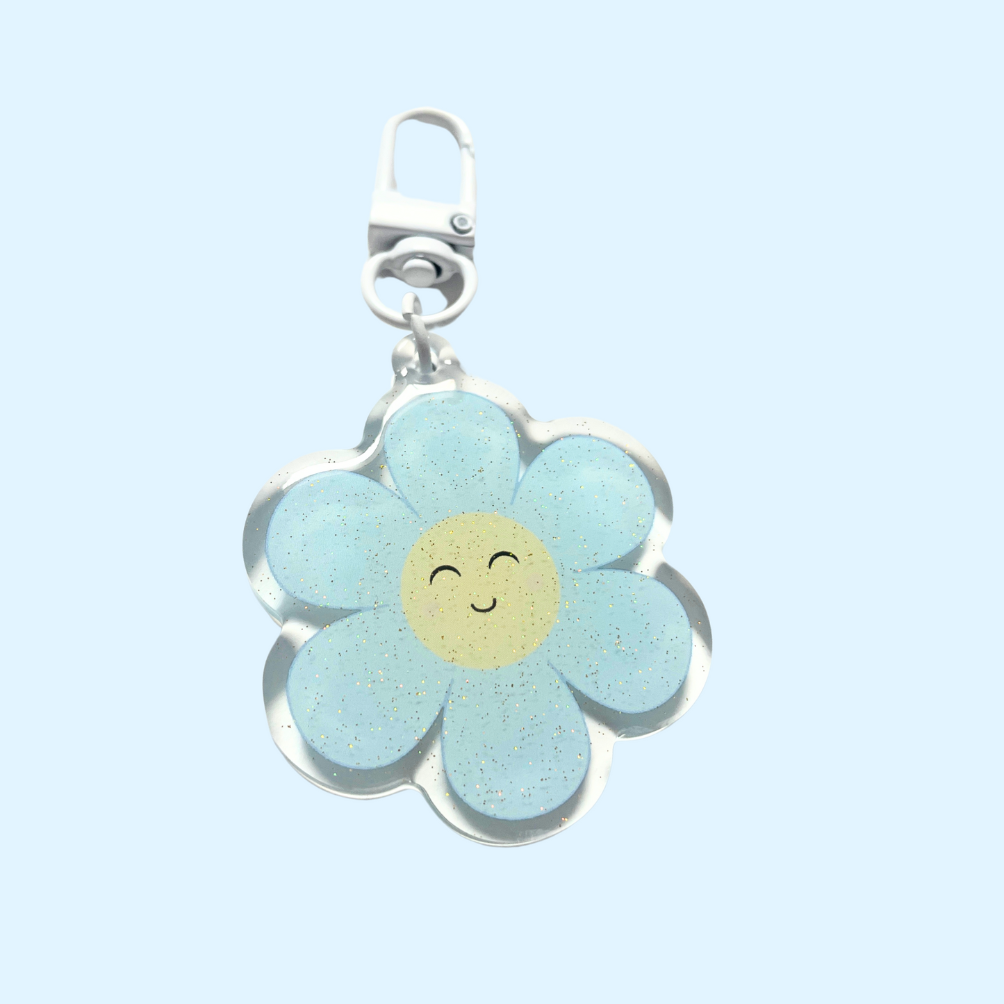 Porte clé à paillettes - Marguerite daisy