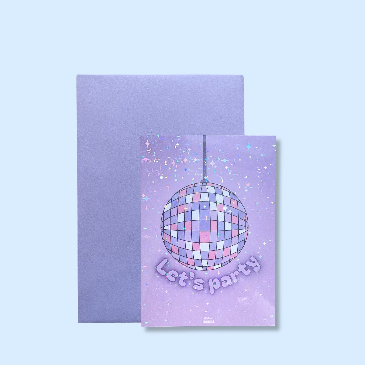 Carte boule disco "let's party" à paillettes
