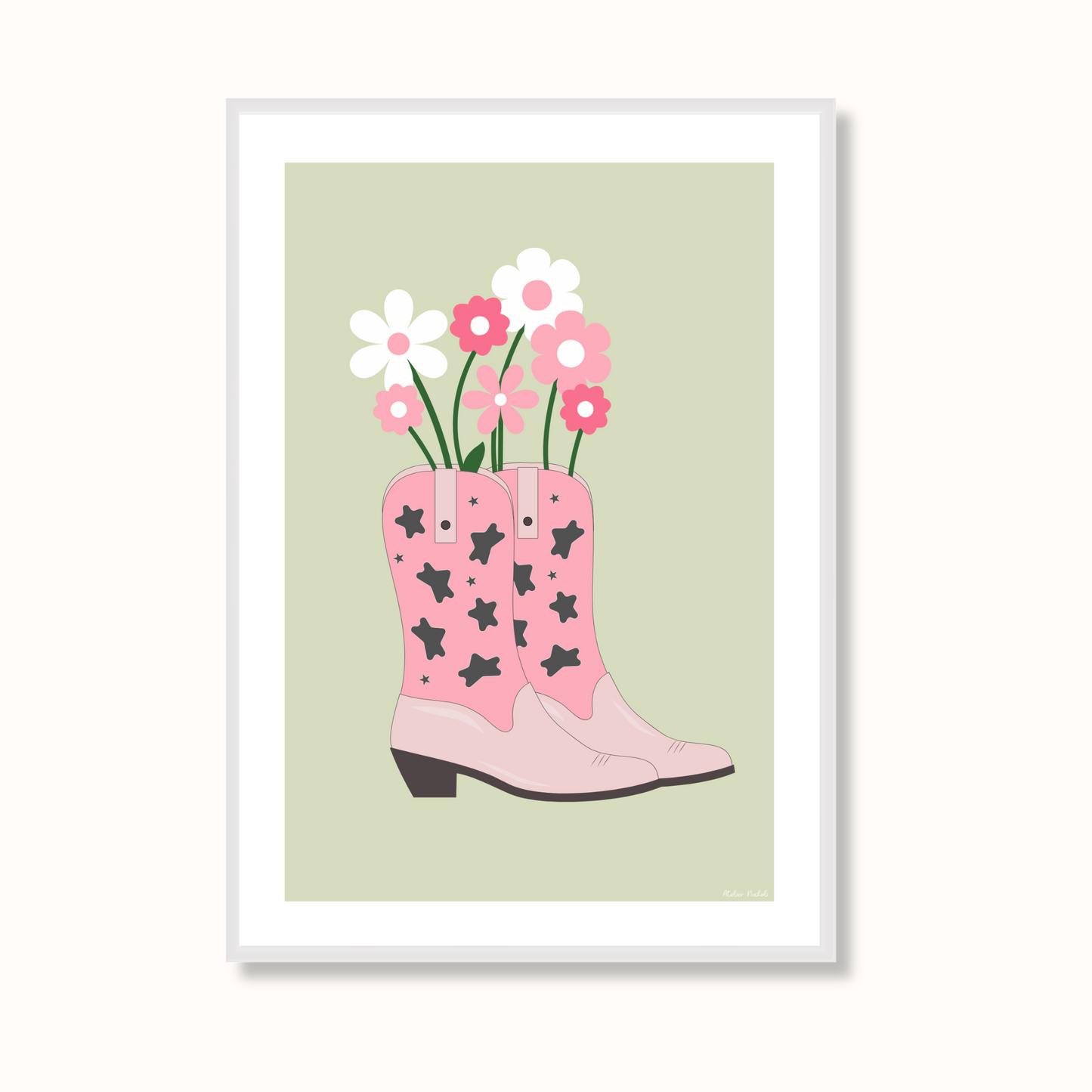 Affiche - Santiags avec bouquet de fleurs