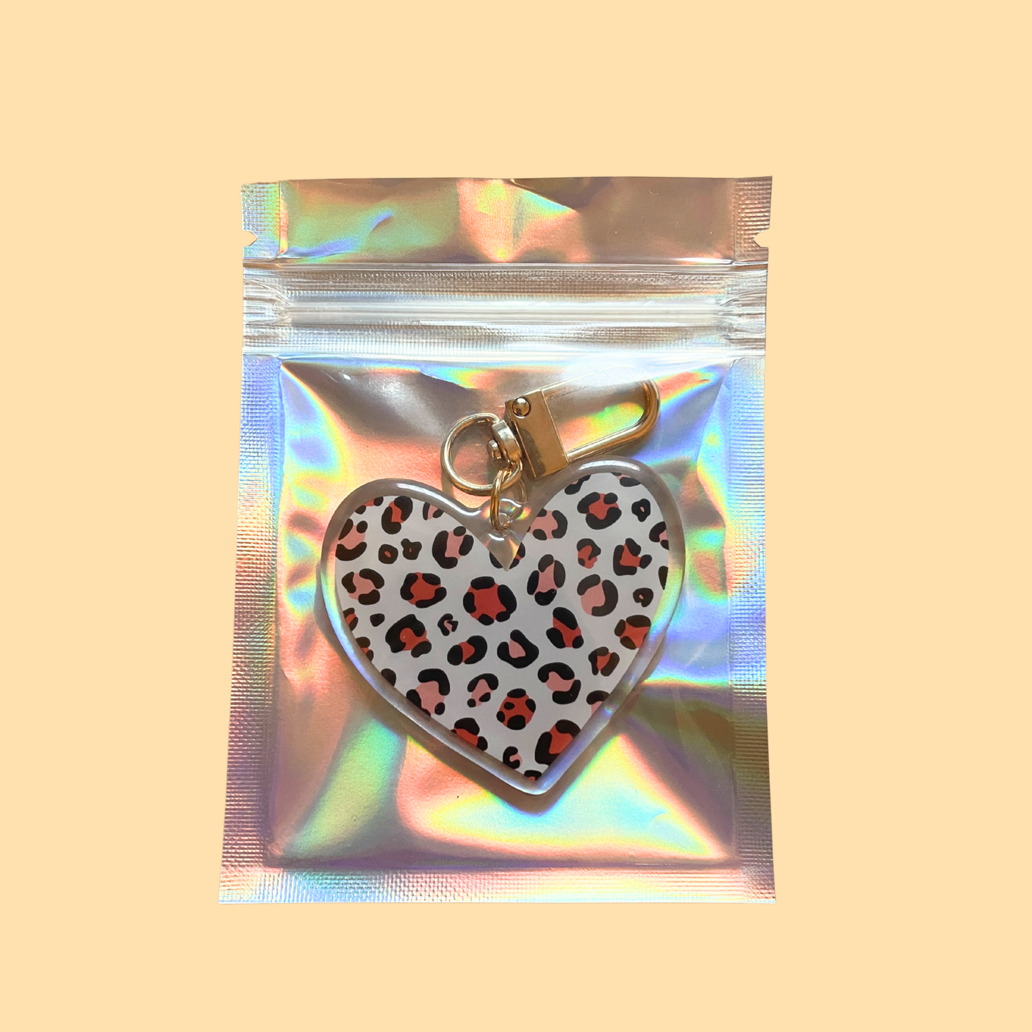 Porte-clé - Coeur léopard automnal