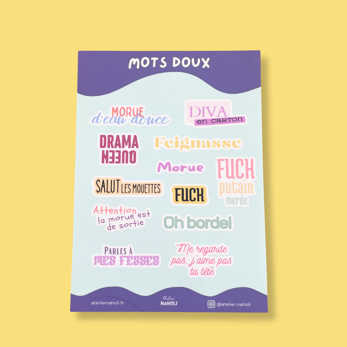 Planche de stickers - Mots doux - A6