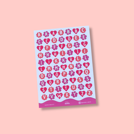 Planche de stickers - alphabet rouge - A6