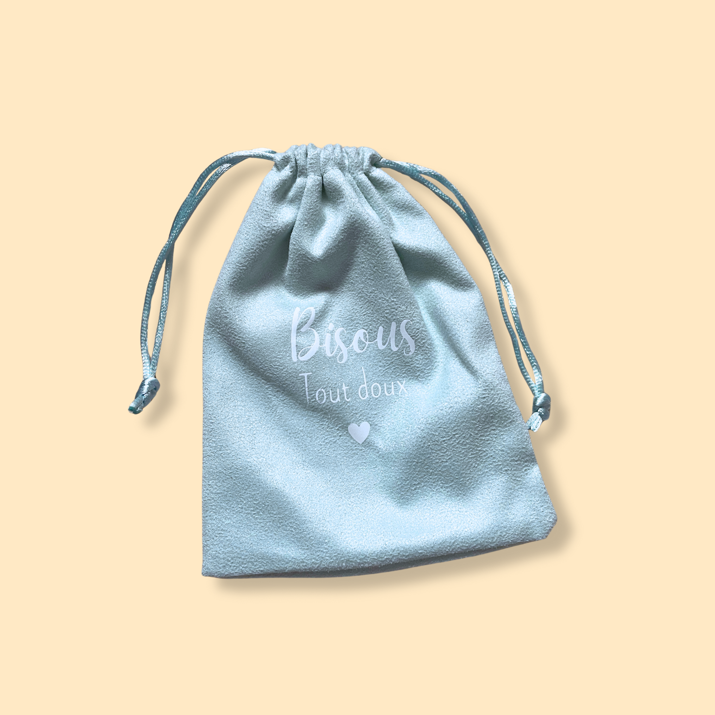 Pochon cadeau - Bisous tout doux - bleu ciel - 12 x 16 cm