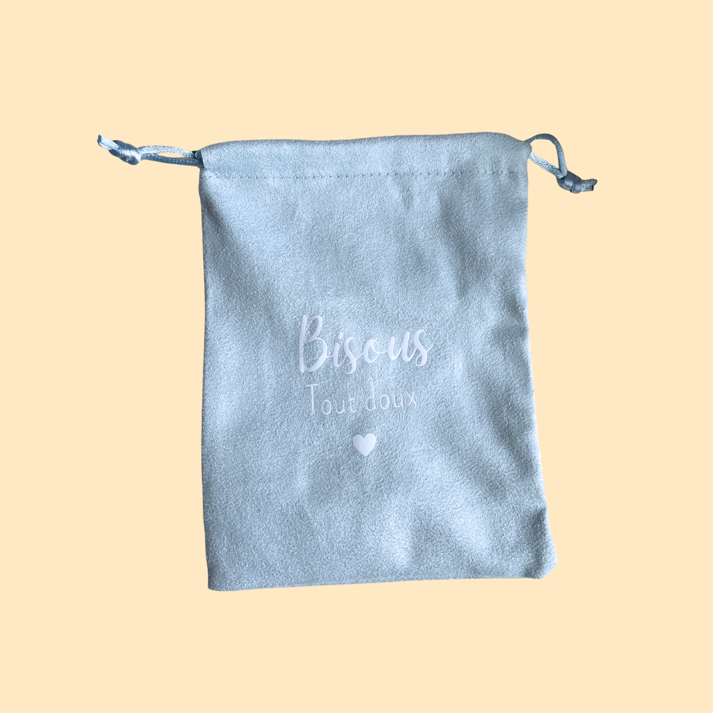 Pochon cadeau - Bisous tout doux - bleu ciel - 12 x 16 cm