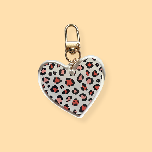 Porte-clé - Coeur léopard automnal