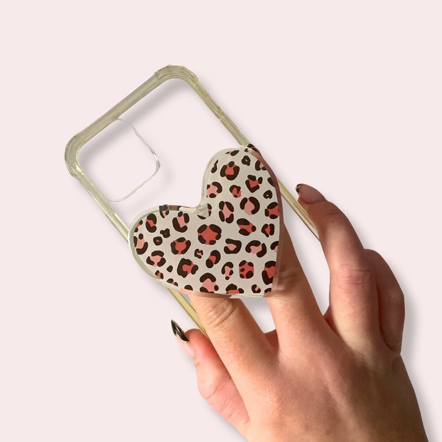 Phone grip - coeur léopard automnal