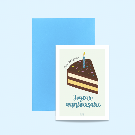Carte "Joyeux anniversaire" gâteau chocolat