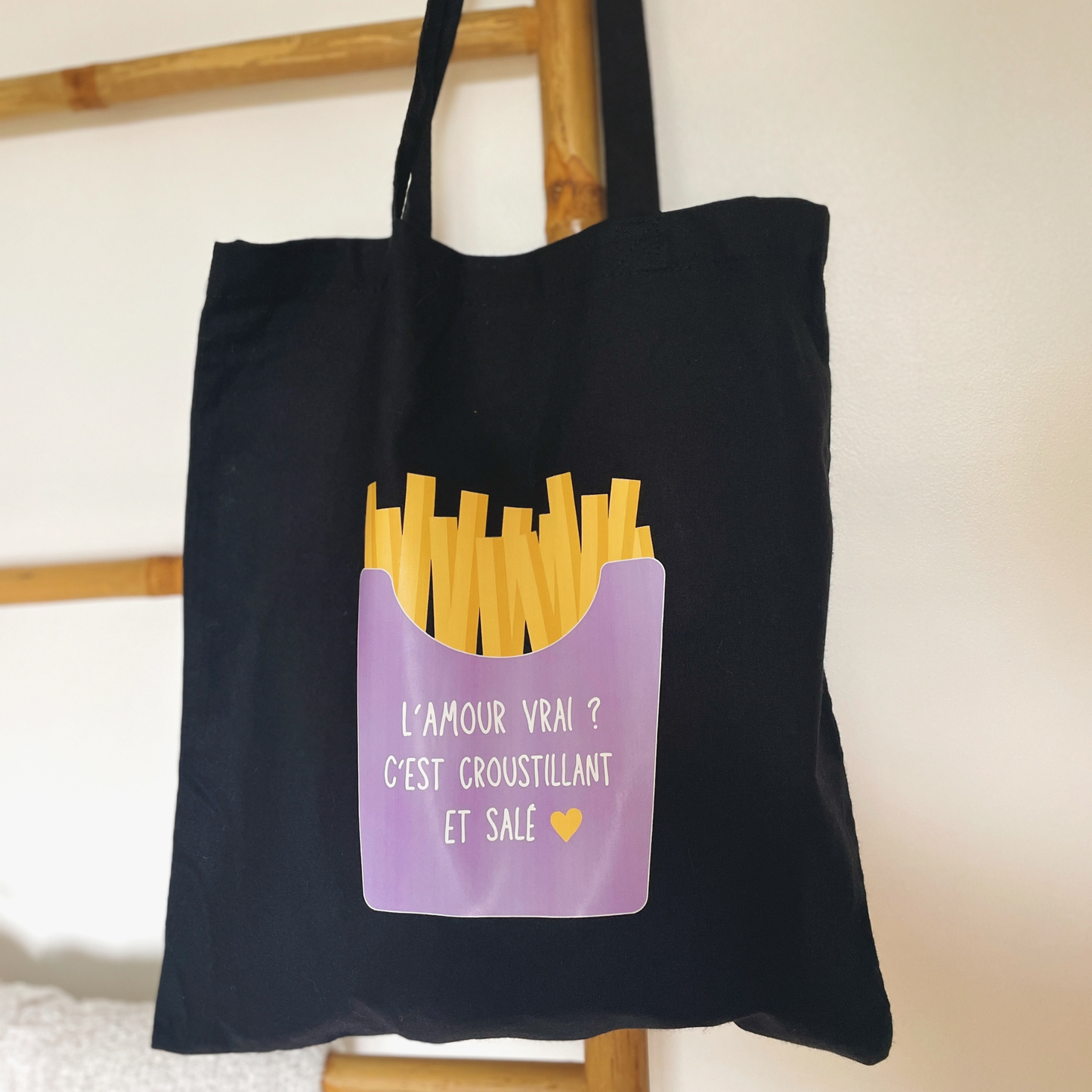 Tote bag - Paquet de frites - "L'amour vrai, c'est croustillant et salé"