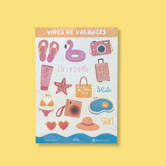 Planche stickers - vibes de vacances - A5