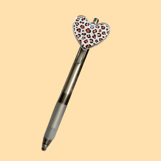 Stylo - coeur léopard