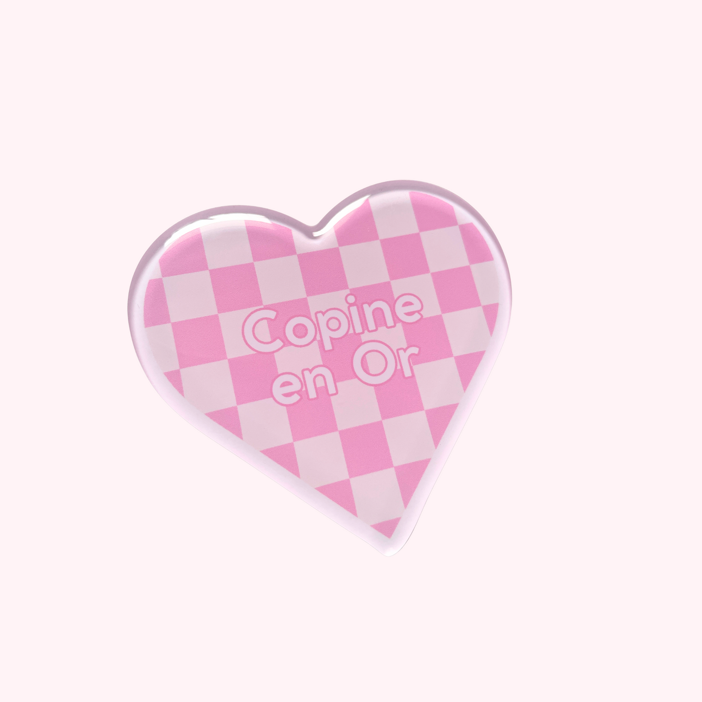 Magnet acrylique - Cœur Damier “Copine en Or”