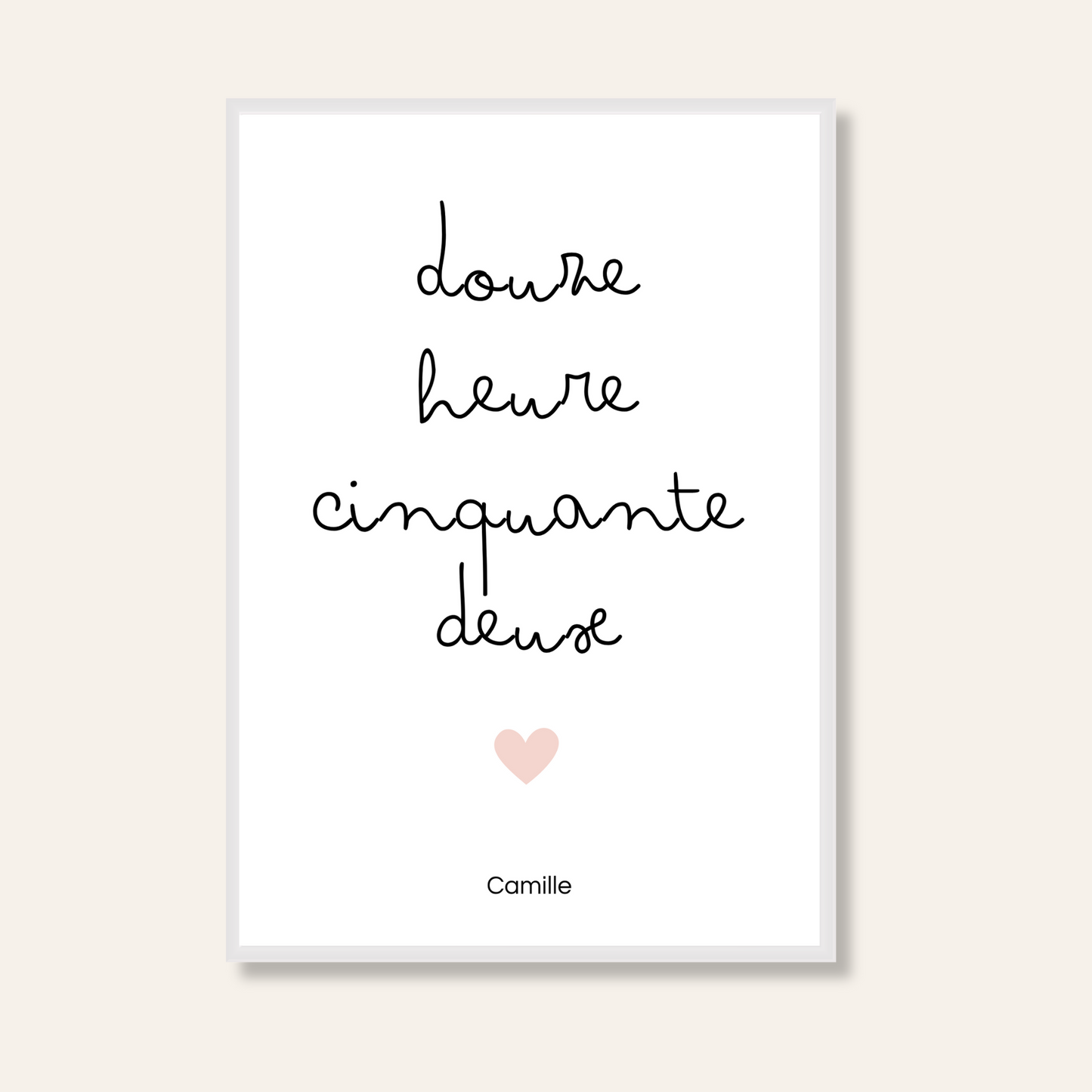 Affiche personnalisée - heure de naissance - enfant