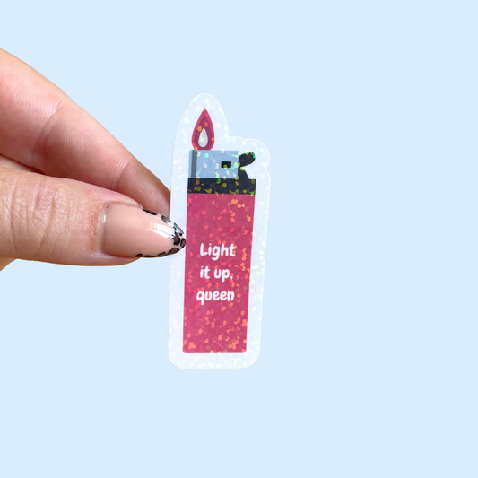 Sticker Briquet rose "light it up, queen"