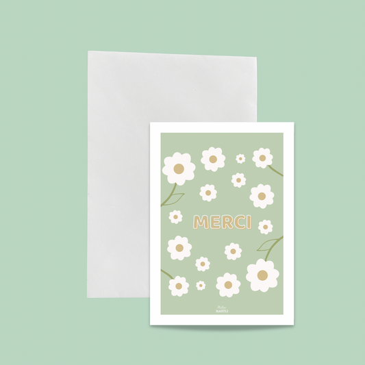 Carte "merci" fleurs