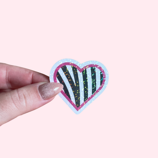 Sticker - Coeur zèbre (avec contour blanc ou sans)