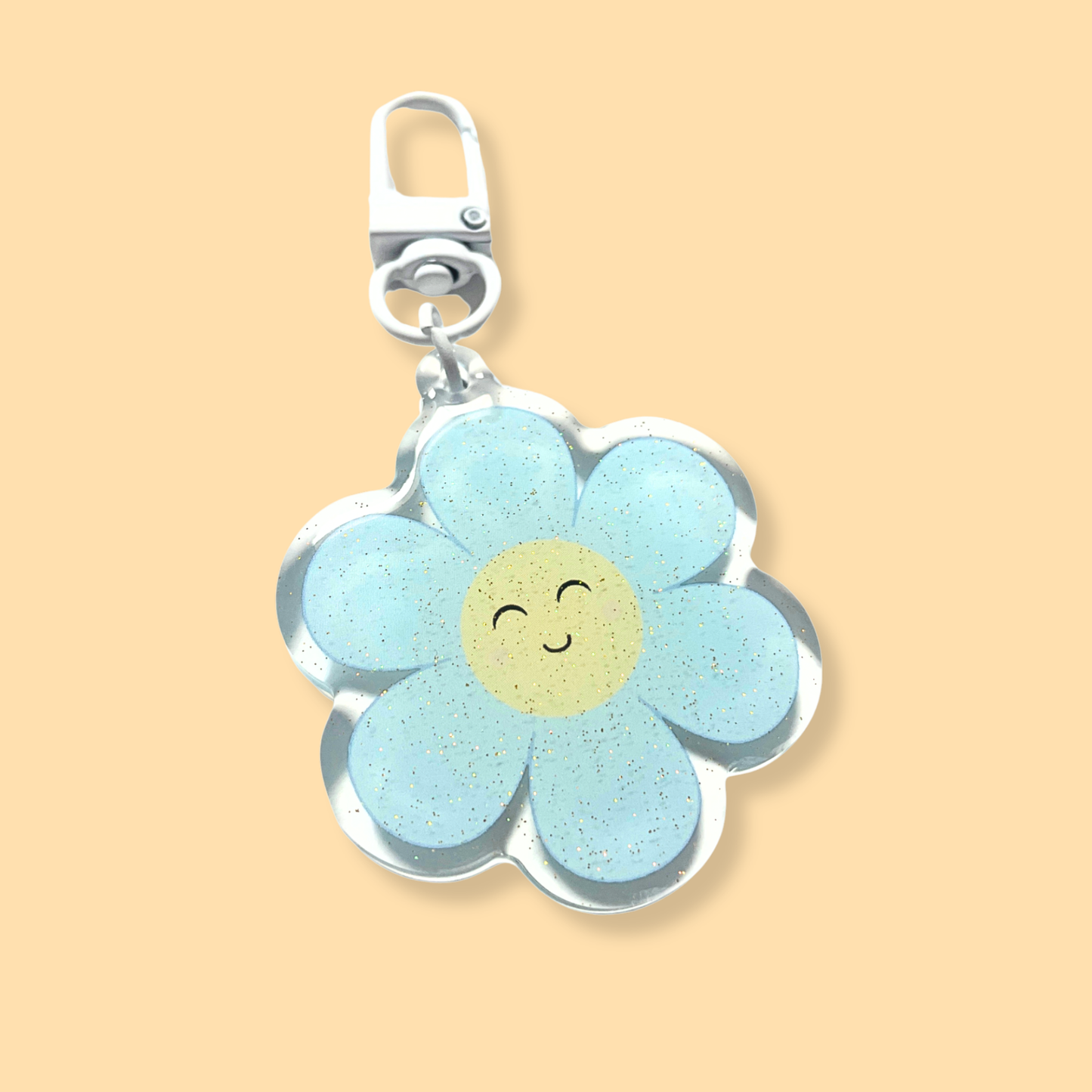 Porte clé à paillettes - Marguerite daisy