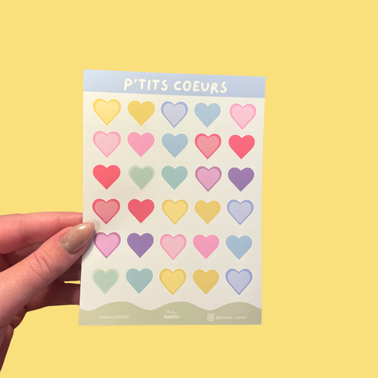 Planche de stickers - p'tits coeurs - A6