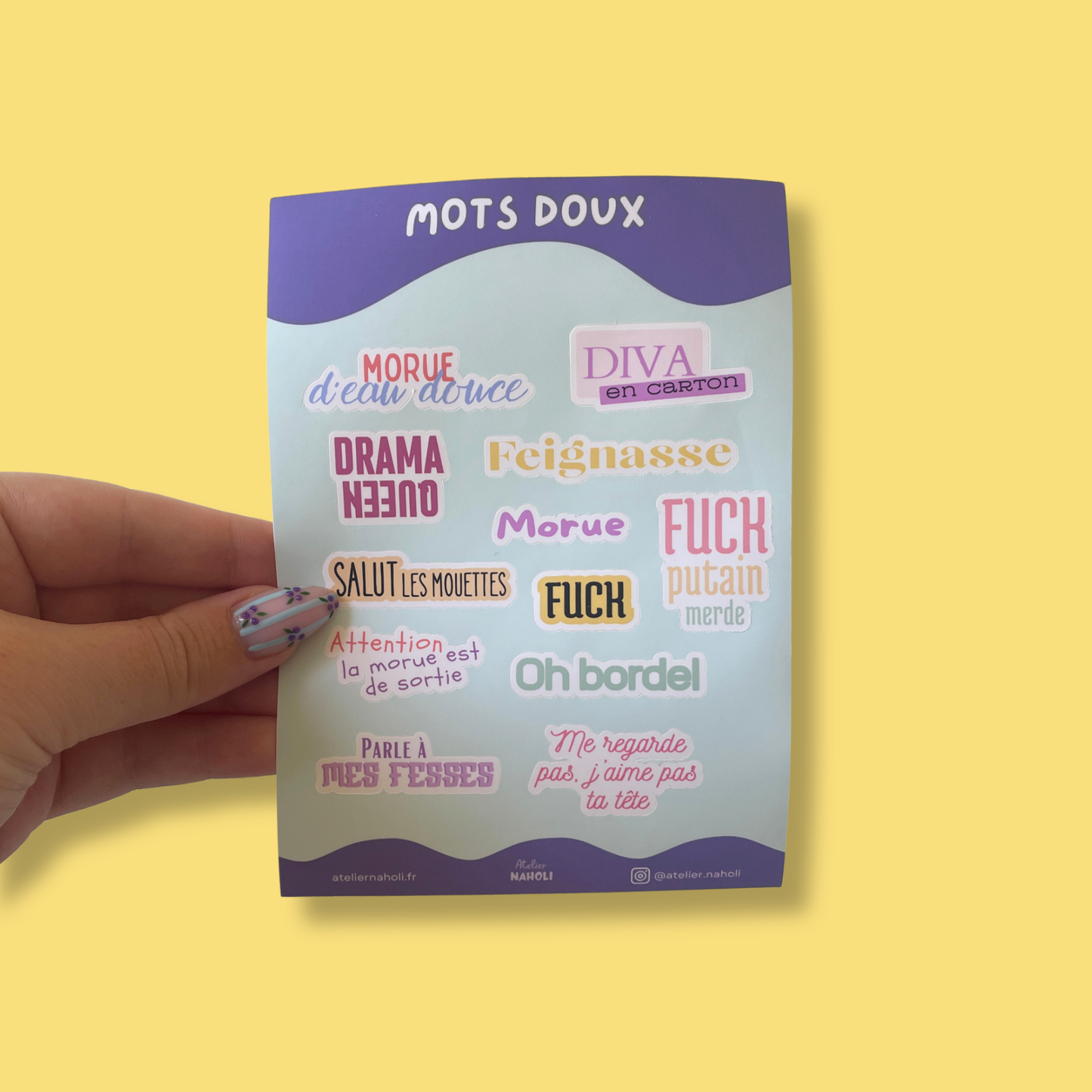 Planche de stickers - Mots doux - A6