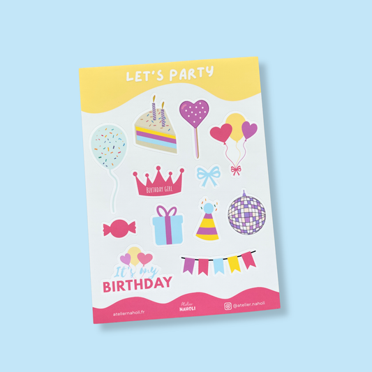 Planche de stickers - Let's party - A6