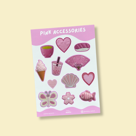 Planche de stickers - Pink accessories - A6