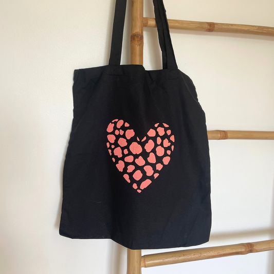 Tote bag - coeur rose léopard - imparfait