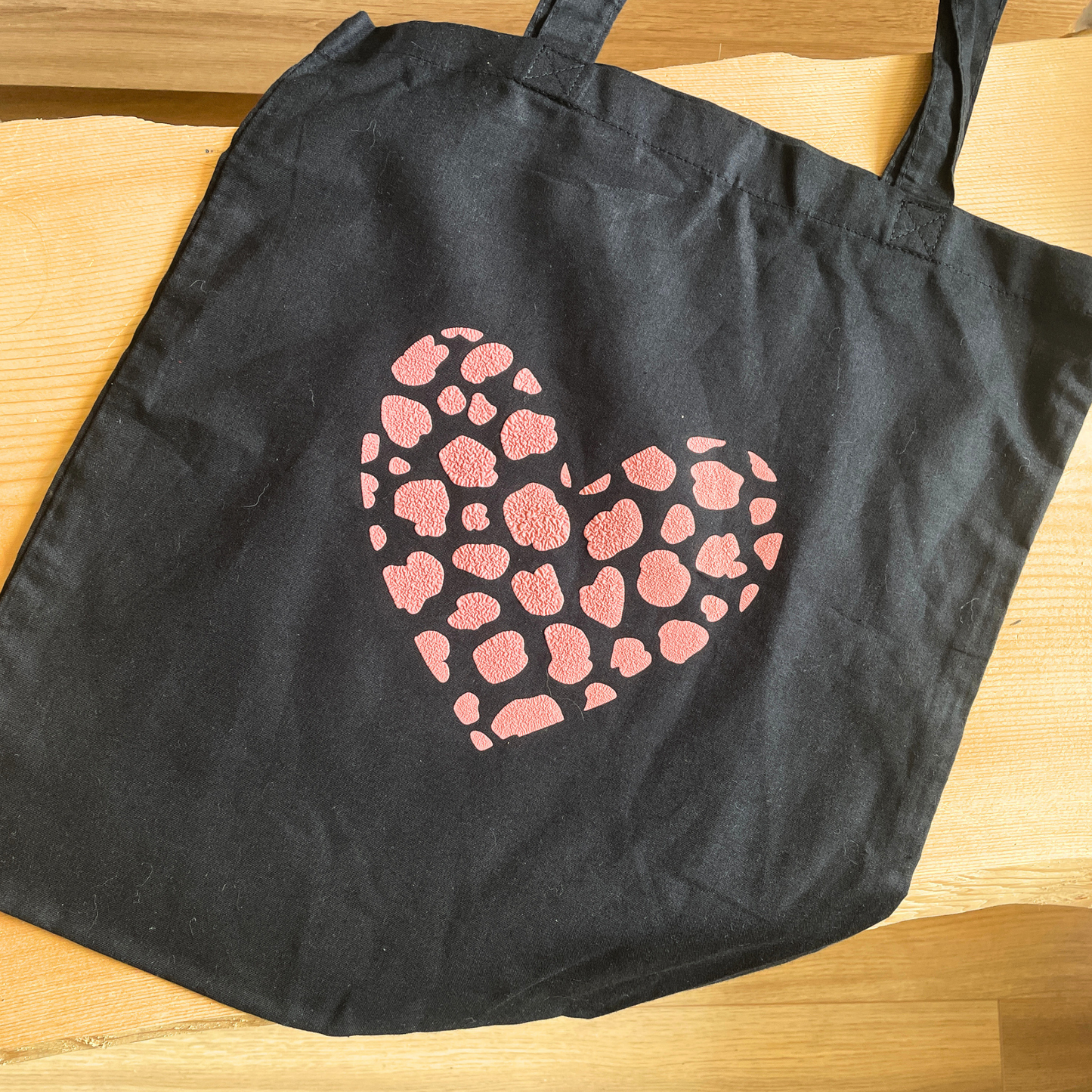 Tote bag - coeur rose léopard - imparfait