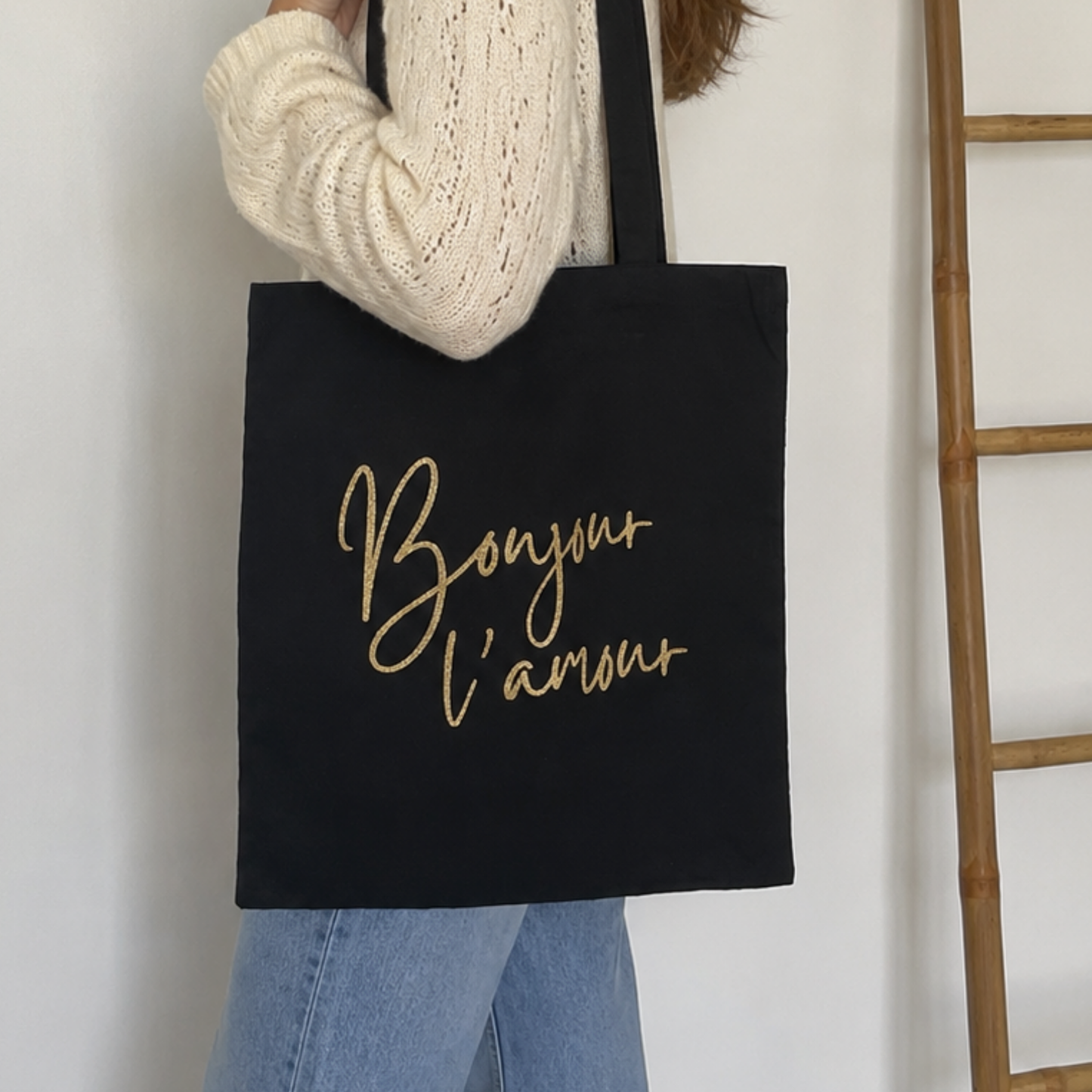 Tote bag - Bonjour l'amour - paillettes