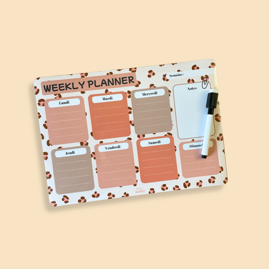Weekly Planner magnétique - léopard -A4 - avec feutre noir