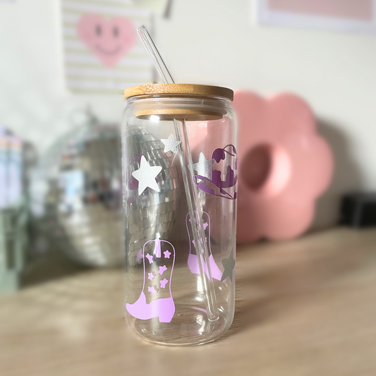 Verre cannette avec paille - Cowgirl