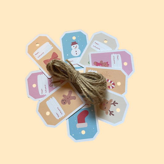 Kit Étiquettes Cadeaux de Noël - Cordelette naturel jute