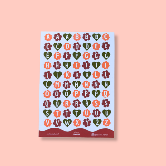 Planche de stickers - alphabet automne - A6