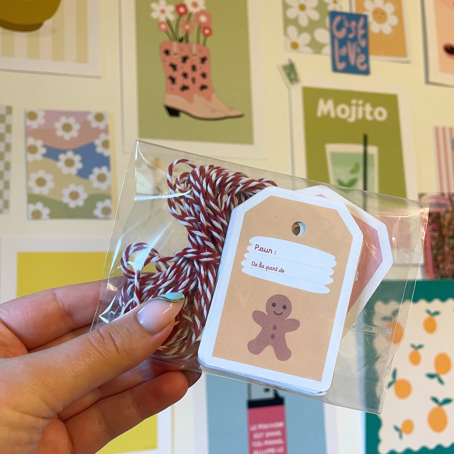 Kit Étiquettes Cadeaux de Noël - Cordelette rouge