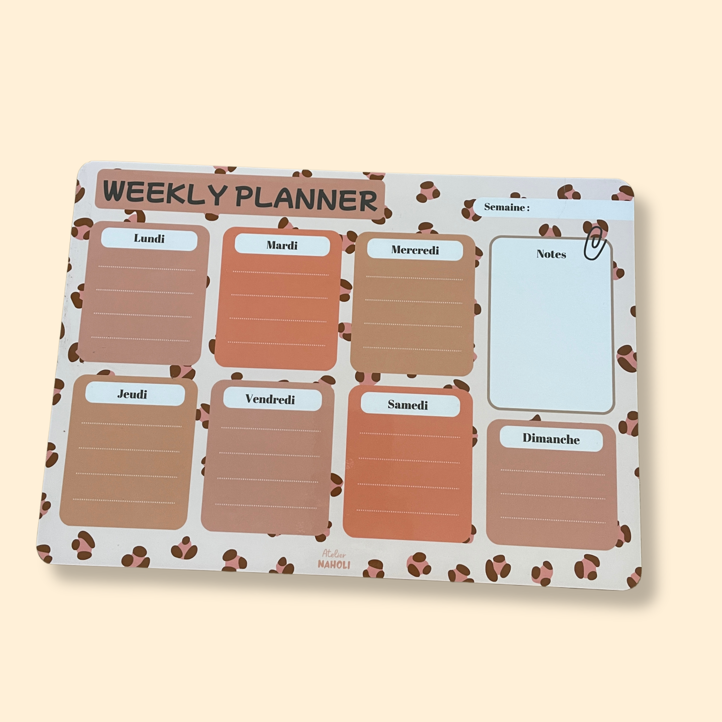 Weekly planner magnétique - Léopard - A4 - imparfait