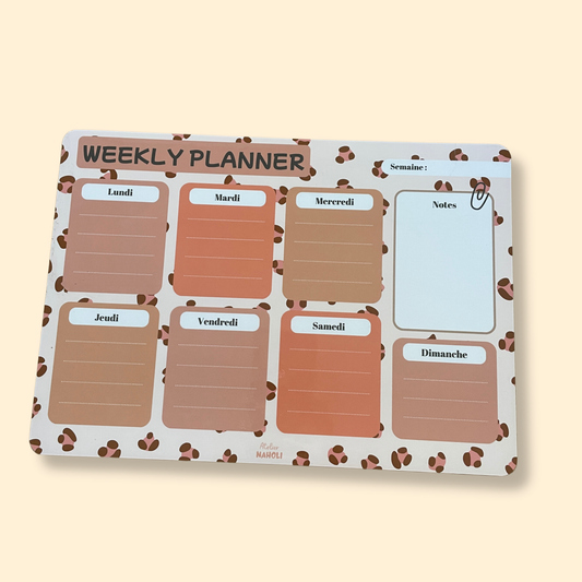 Weekly planner magnétique - Léopard - A4 - imparfait