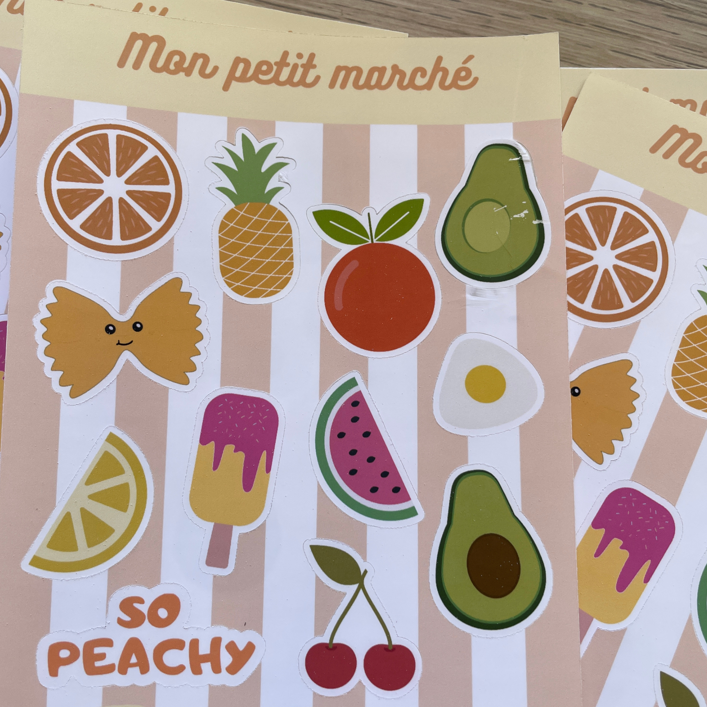 Planche de stickers - Mon petit marché - A6 - imparfait