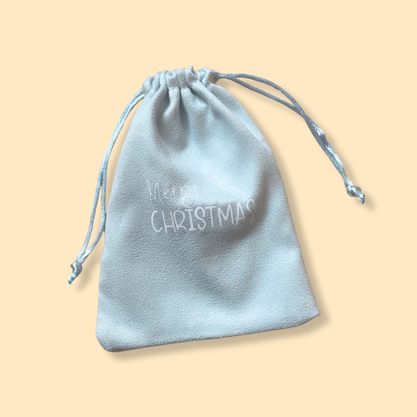 Pochon cadeau - Merry christmas - bleu ciel - 12 x 16 cm